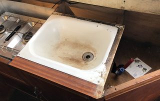 The original manky Freeman sink. Far too shallow and generally useless